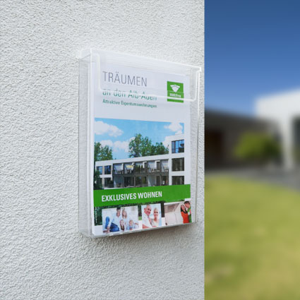 Infobox för utomhusbruk, vattentätt broschyrfack i A4-format för vägg.