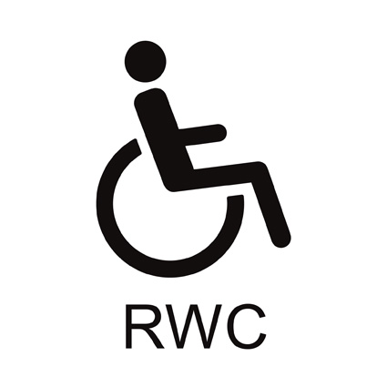 Vit RWC skylt, 148x148mm, handikapptoalett