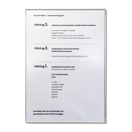 Signcode 297x420mm, vggmonterad med enkelt informationsbyte